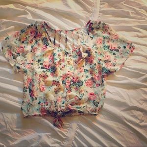Floral chiffon crop top